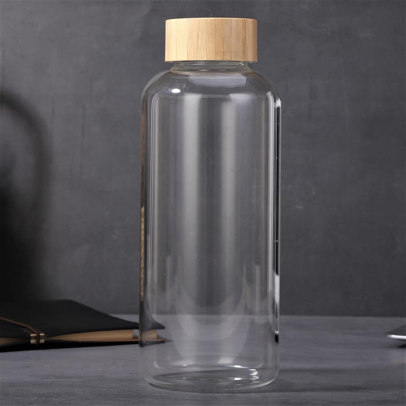 sunkey Sports Borosilicate Glass Water Bottle Wide Mouth 48 Oz Large Water Bottle with Bamboo Lid Neoprene Sleeve Bpa Free - Image 4